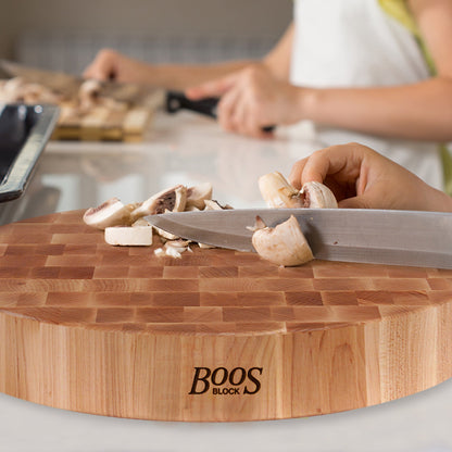 John Boos Maple Wood End Grain Round Board for Kitchen, 18" x 18" x 3"