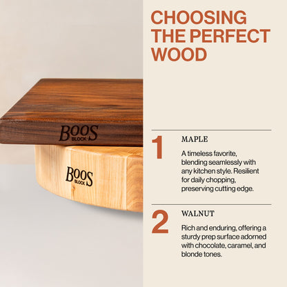 John Boos Small Maple Wood Edge Grain Cutting Board for Kitchen,12" x 12" x 1.5"