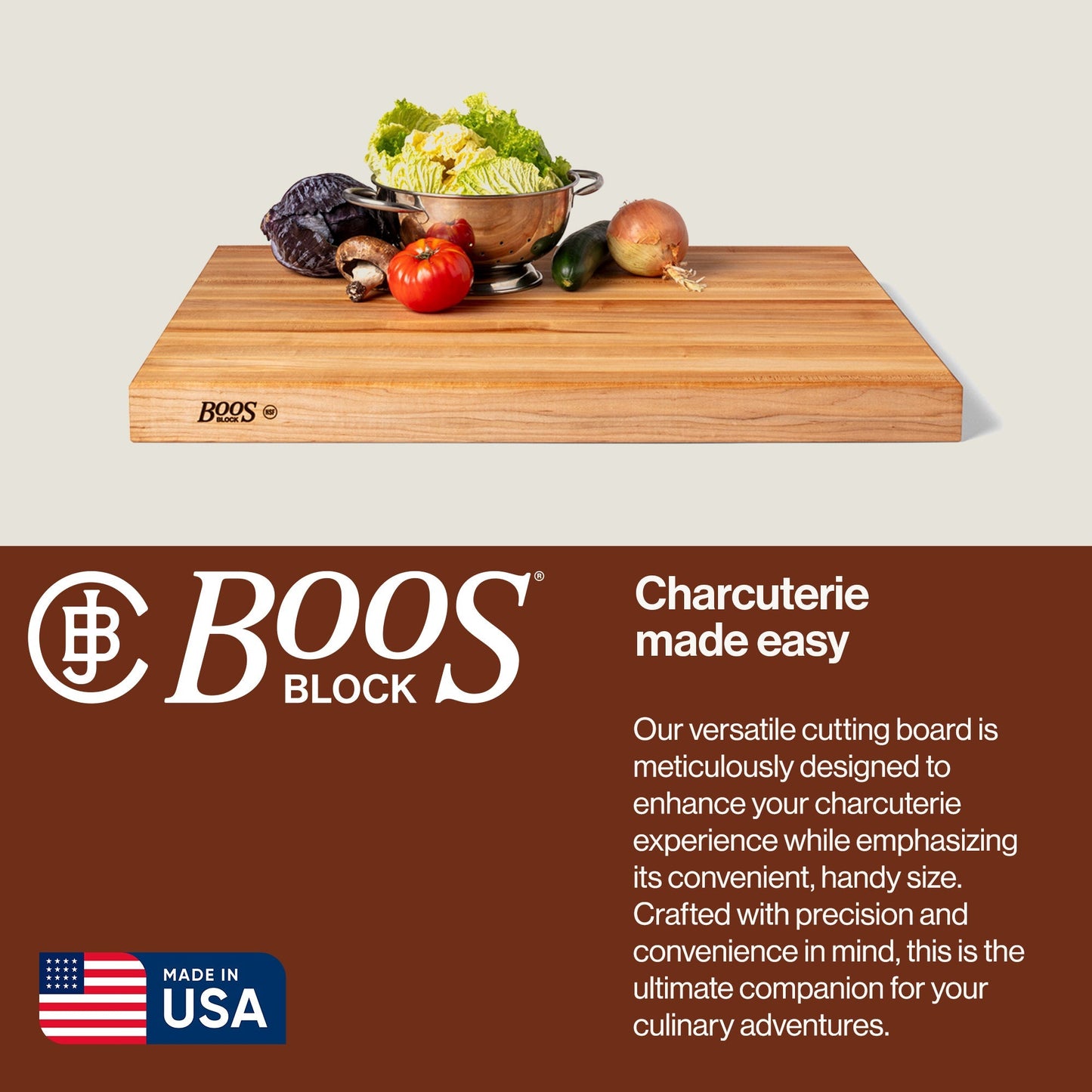 John Boos Maple Wood End Grain Cutting Board for Kitchen Prep, 30" x 23" x 2.25"