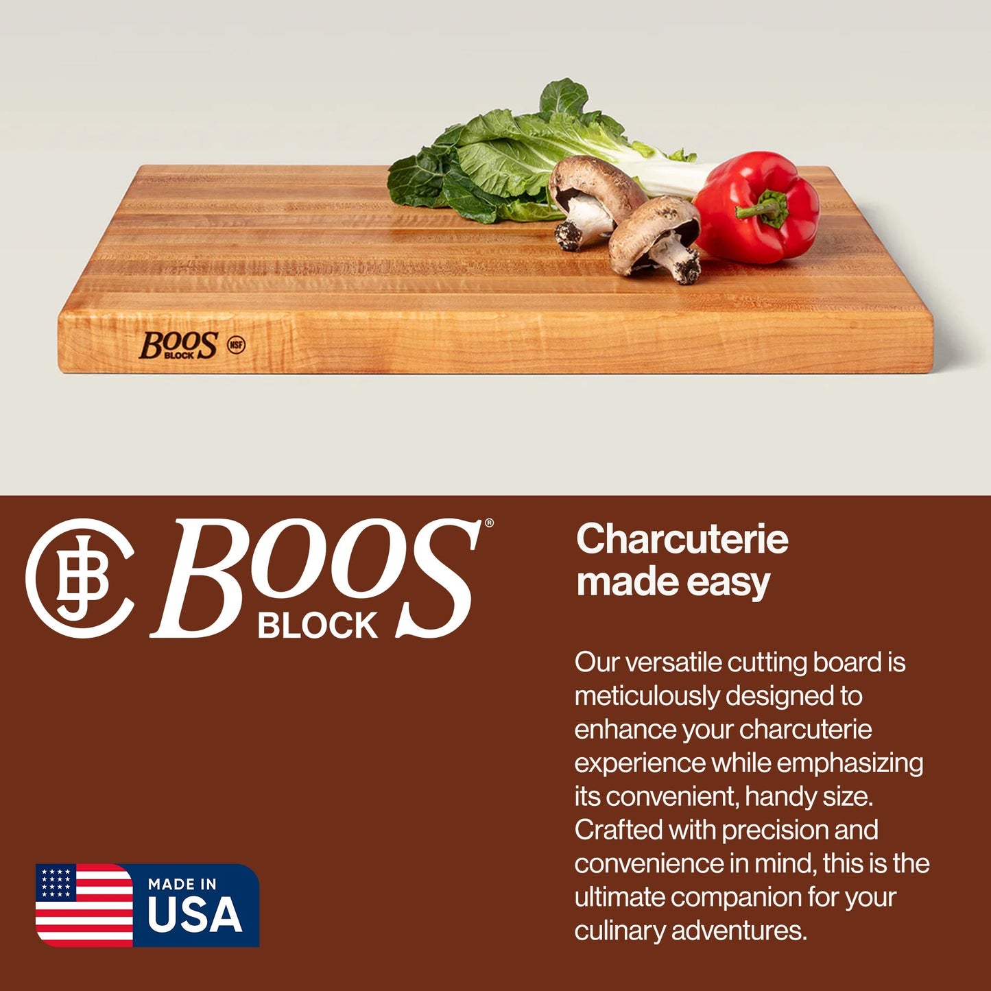 John Boos Platinum Series Reversible Wood Cutting Board, 24"x18"x1 3/4", Maple