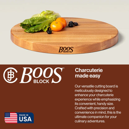 John Boos Maple Wood End Grain Round Cutting Board for Kitchen, 18" x 18" x 1.5"