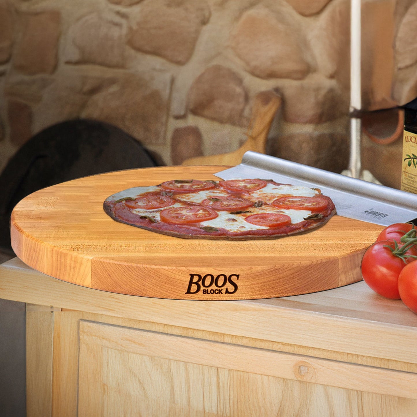 John Boos Maple Wood End Grain Round Cutting Board for Kitchen, 18" x 18" x 1.5"