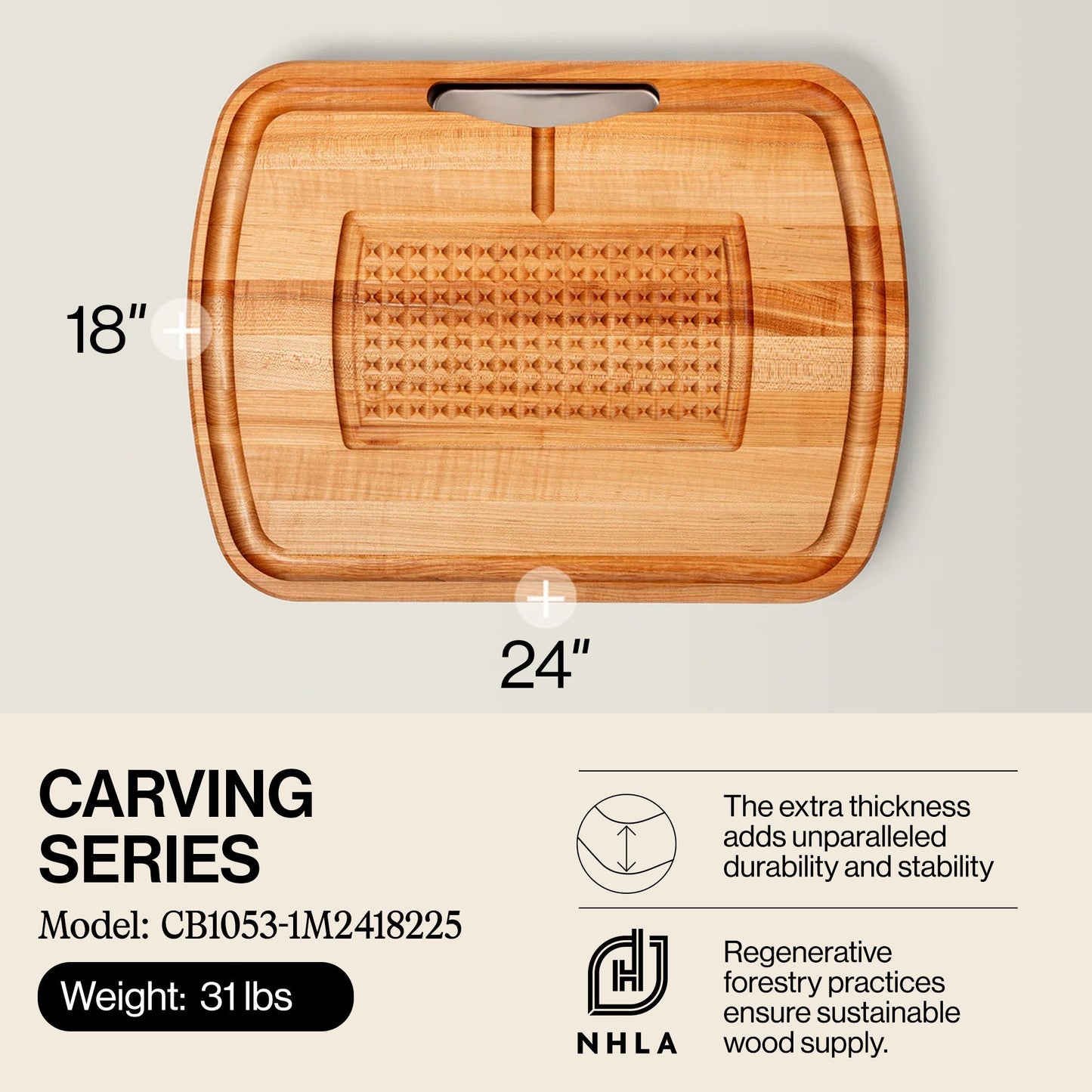 John Boos Block Reversible Wood Carving Board with Juice Groove & Tray, Maple