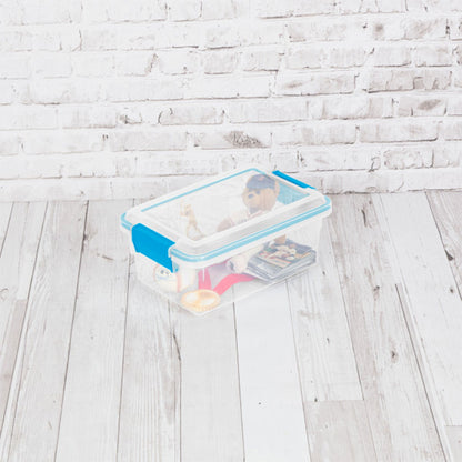 Sterilite 7.5 Quart Gasket Box, Stackable Storage Bin with Latching Lid, 6 Pack