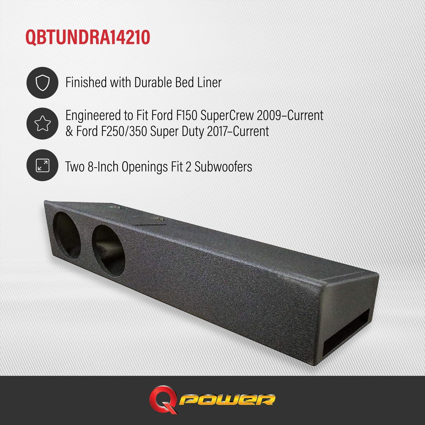 Q Power QBFORDFF09208 8 Inch Dual Port Subwoofer Box for Ford F150, F250, & F350 - Find Fresh Goods