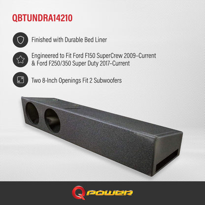 Q Power QBFORDFF09208 8 Inch Dual Port Subwoofer Box for Ford F150, F250, & F350 - Find Fresh Goods