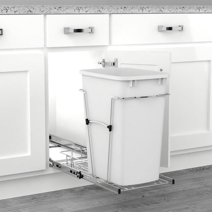 Rev-A-Shelf Pullout Trash Can 35 qt. for Kitchen Cabinets, White, RV-12KD-11C S
