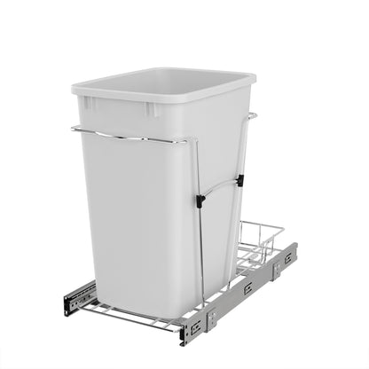 Rev-A-Shelf Pullout Trash Can 35 qt. for Kitchen Cabinets, White, RV-12KD-11C S
