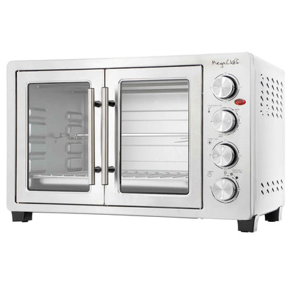 MegaChef 45 Quart Electric French Door Rotisserie Convection Counter Top Oven
