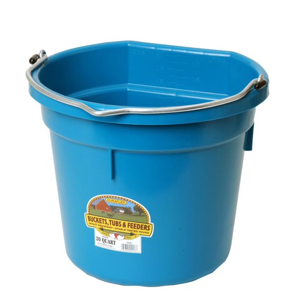 Little Giant All Purpose Heavy Duty Flat Back 20 Quart Plastic Bucket, Teal