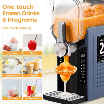Slushie Machine, Sand Ice Maker, Frozen Drink Maker with 6 Preset Modes | No Ice Needed | Self-Cleaning Slush Machine for Home or Commercial Use | Perfect for Smoothies, Margaritas, Dark Blue