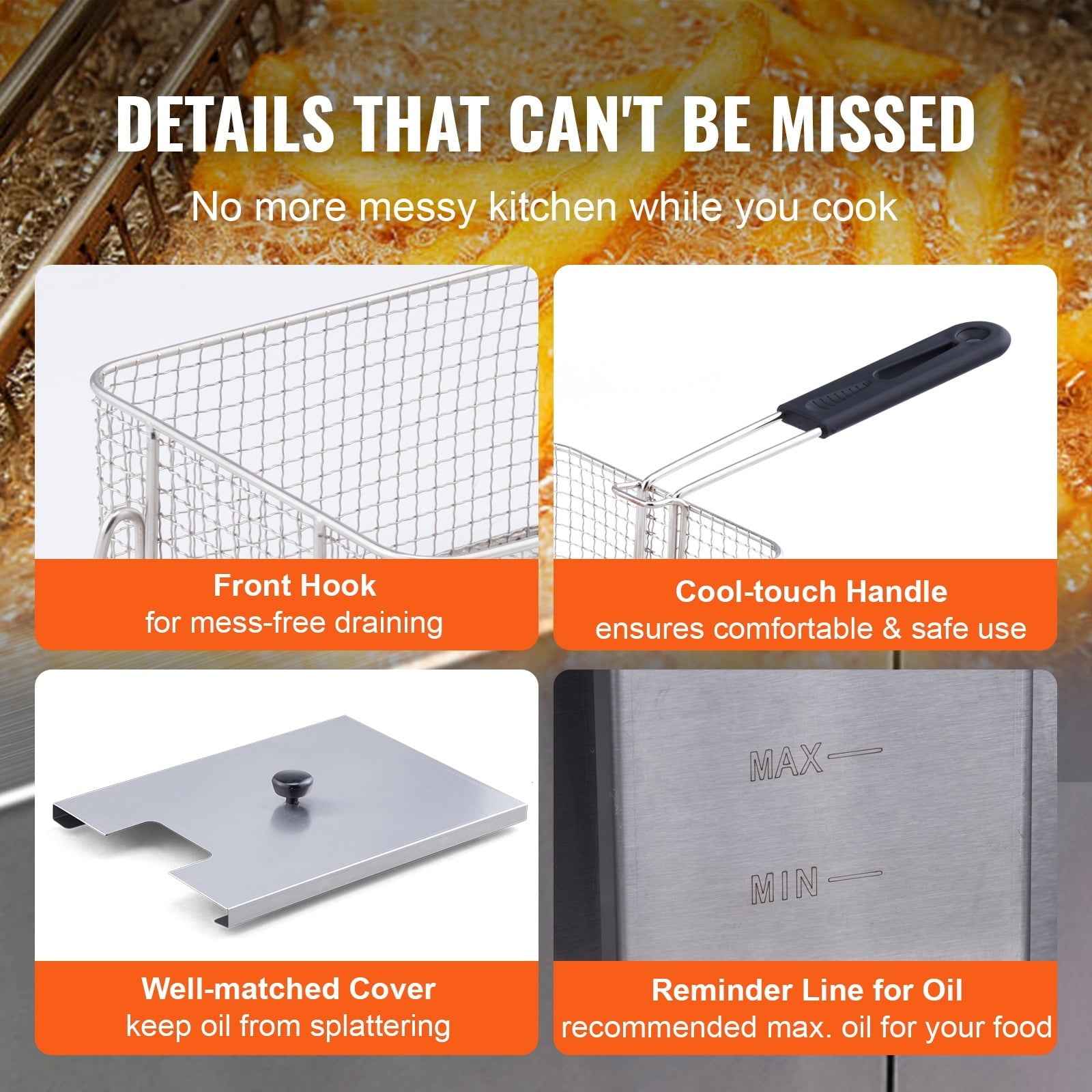 KFFKFF Industrial Dual Chamber Fryer, 3000W Electric Tabletop Cooking Unit with Basket, 2 x 11.6Qt/11L Twin Stainless Steel Oil Fryer with Oil Purification, Adjustable Time & Temperature