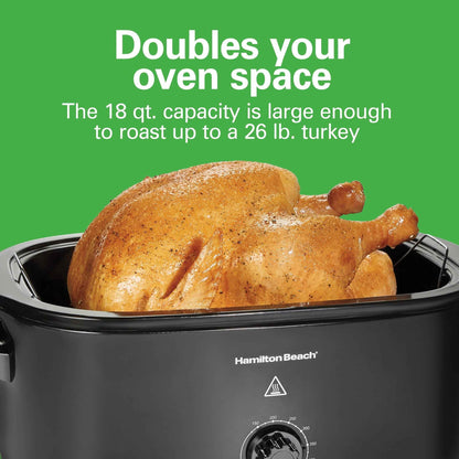 Hamilton Beach 20 Quart Electric Roaster Oven with Removable Pan, Black
