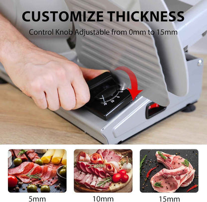 Valley Sportsman 7.5" Electric Meat Slicer w/Stainless Blade 180W Adjustable Thickness Cuts Meat/Bread/Cheese