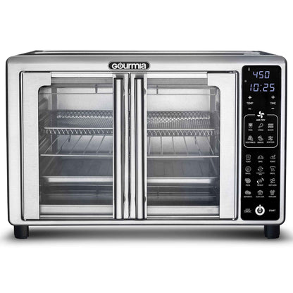 Gourmia French Door 6-Slice Digital Toaster Oven Air Fryer, 19 One-Touch Presets, 24L, Stainless Steel