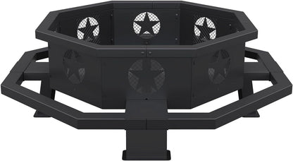 43 inch Fire Pit, Outdoor Wood Burning Fire Pit Octagonal Heavy Duty Firepit for Camping, Backyard, Patio, Black