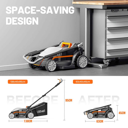 Litheli Cordless Lawn Mower, U20 Series 20V Electric Lawn Mowers, 13 Inch, Adjustment Heights, Light Weight, With 2*2.0Ah Portable Battery, for Garden/Yard/Farm