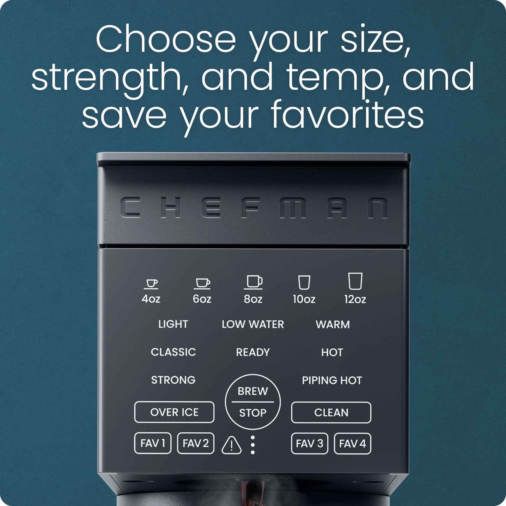 Chefman Single Serve Coffee Maker, Works with K-Cup & Grounds - Black