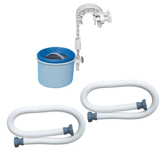 Pump Replacement Hose (2 Pack) Bundled with Deluxe Wall-Mounted Skimmer