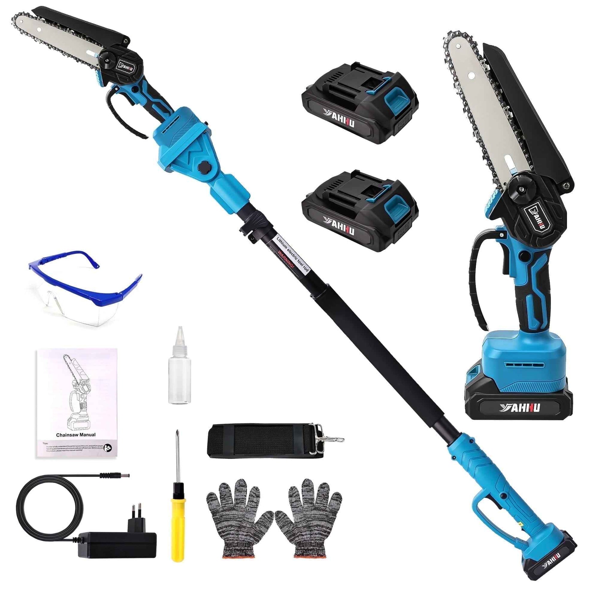 HOTREE 2 in 1 Cordless Pole Saw, 6-inch Pole Chainsaw Mini Handheld Chainsaw, 15 ft Extension Pole Saw for Effortless Tree Trimming