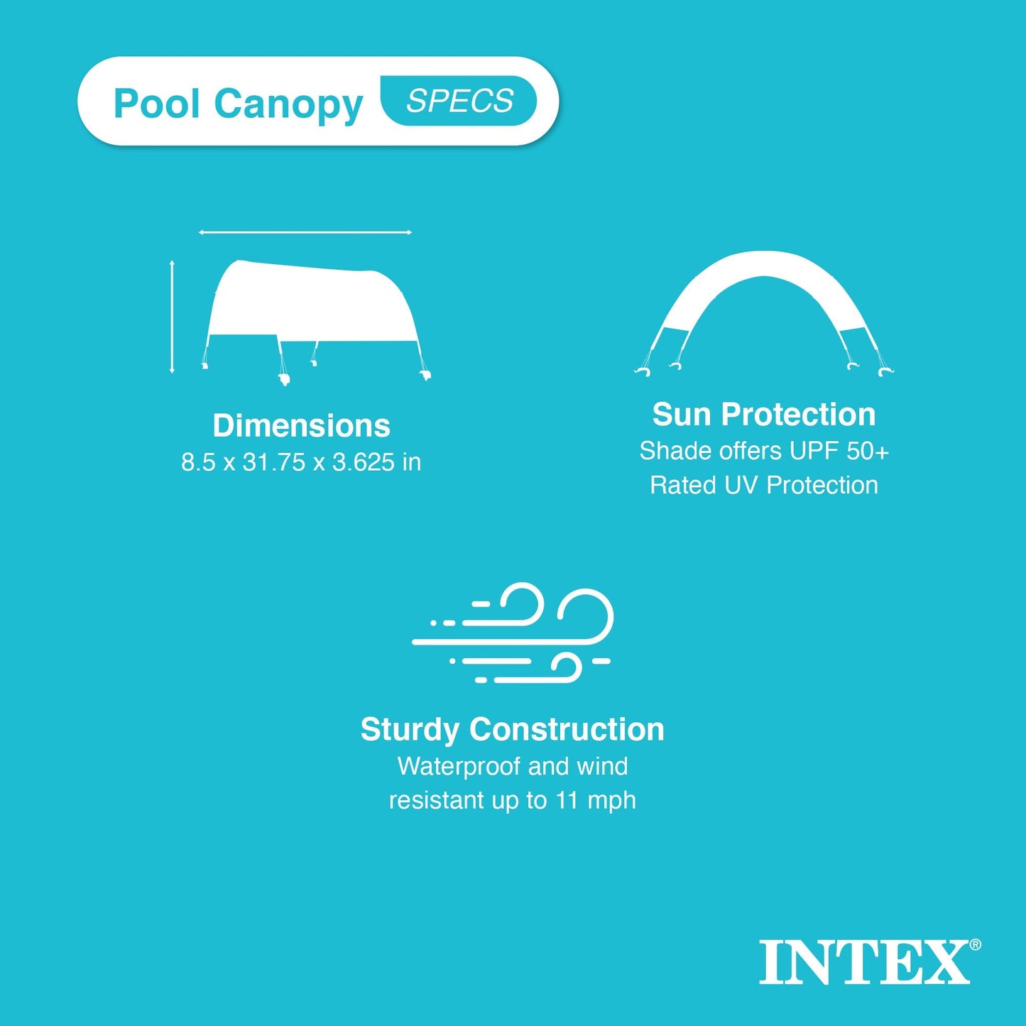 Intex 28054E Protective Canopy for 9 Foot or Smaller Rectangular Swimming Pools