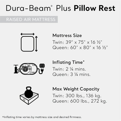 Intex 64123ED Dura Beam Plus Pillow Rest w/ Built in Pump, Queen