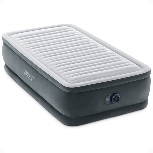 Intex 64411ED Dura Beam Comfort Plus Airbed Mattress w/ Built In Pump, Twin Size