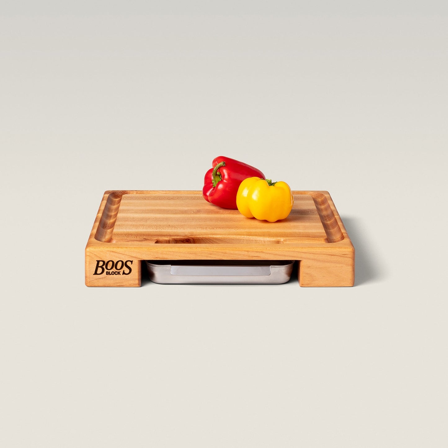John Boos Reversible Wood Cutting Board with Juice Groove & Tray, Maple