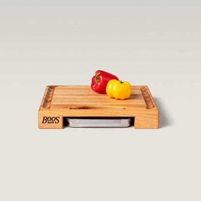 John Boos Reversible Wood Cutting Board with Juice Groove & Tray, Maple