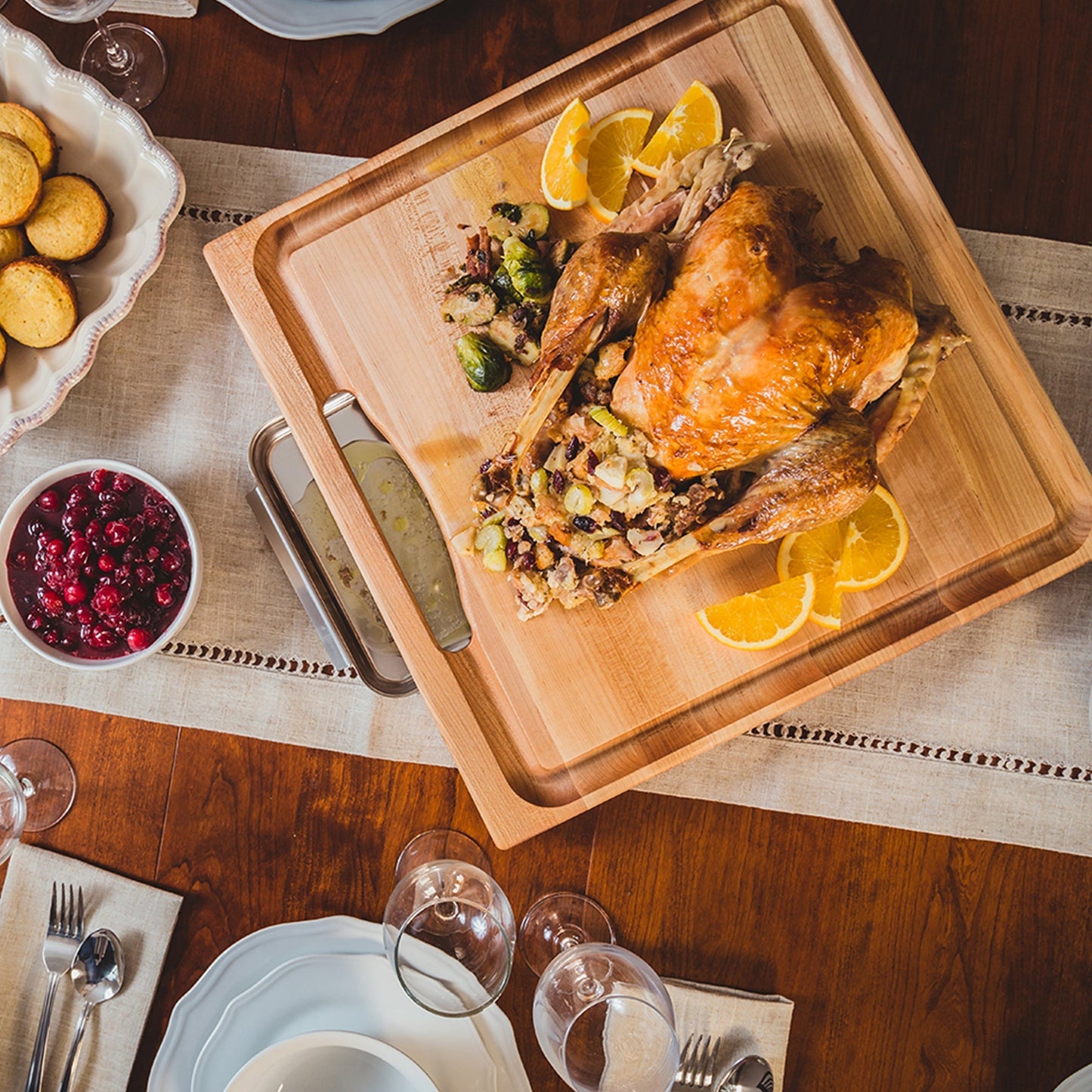 John Boos Reversible Wood Cutting Board with Juice Groove & Tray, Maple