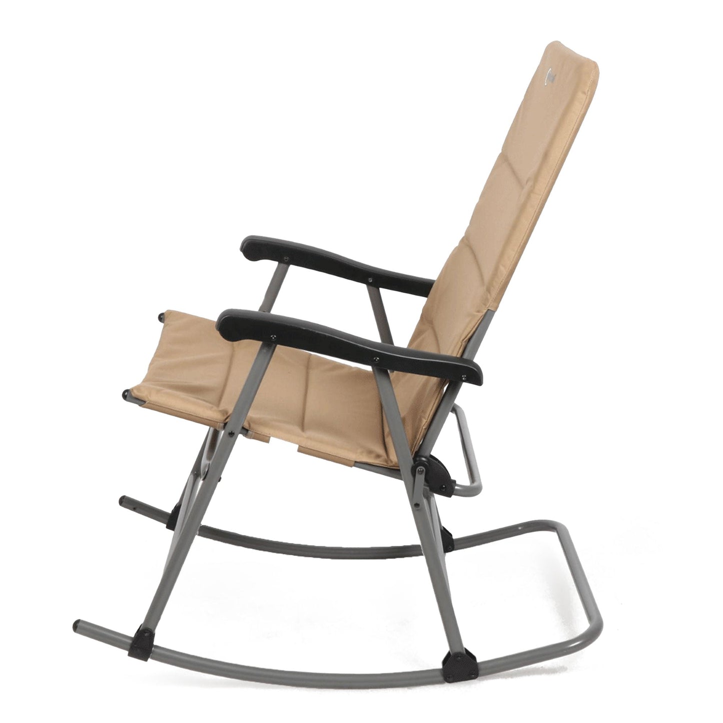 Portal Outdoor Wide Portable Flat Folding Camping Rocking Chair Recliner, Tan