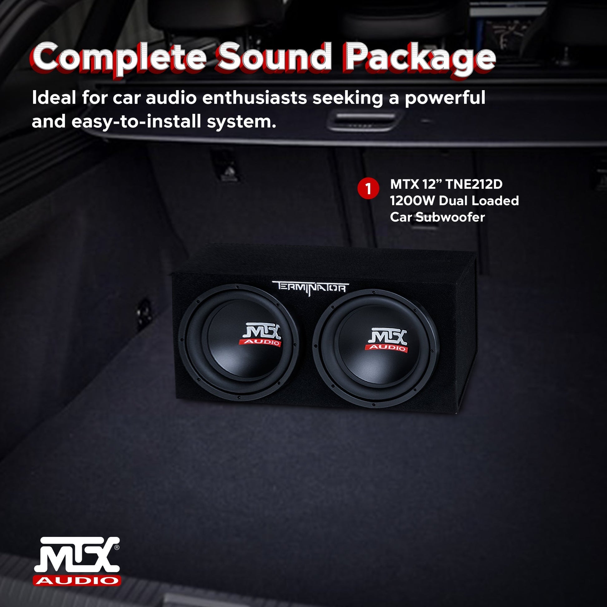 MTX 12" 1200W Car Audio Subwoofer Box Enclosure & Crunch PowerDriveX Stereo Amp - Find Fresh Goods
