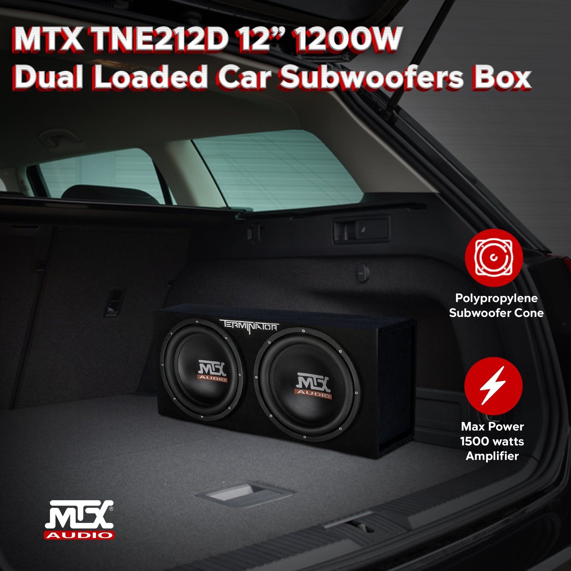 MTX TNE212D 12-Inch 1200-Watt Car Audio Dual Loaded Subwoofer Box Enclosure - Find Fresh Goods