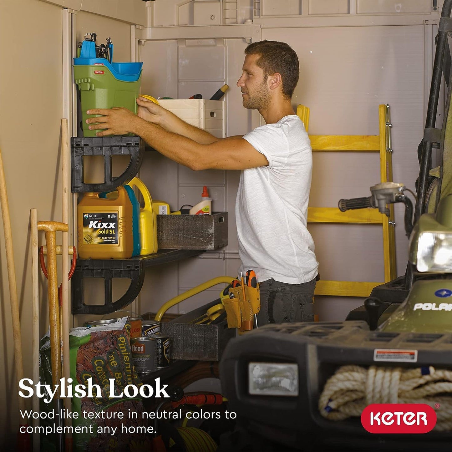 Keter 211203 Factor 8 x 11 All Weather Resistant Outdoor Storage Shed, Taupe