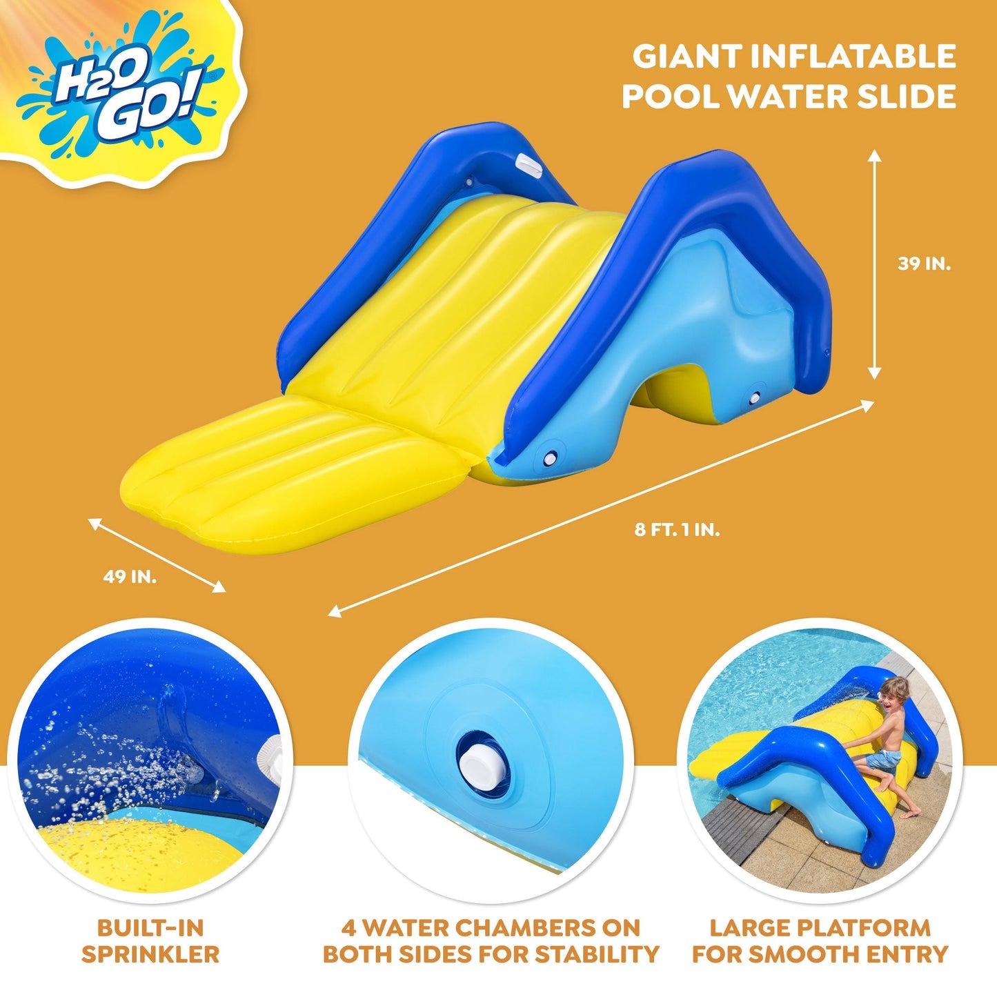 Bestway H2OGO! Giant Inflatable Pool Water Slide with Built-In Sprinkler, 2 Pack