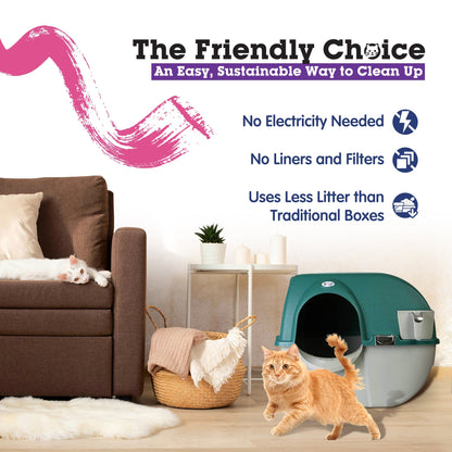 Omega Paw VM-RA15-1-PR Premium Roll 'N Clean Self Cleaning Litter Box, Green