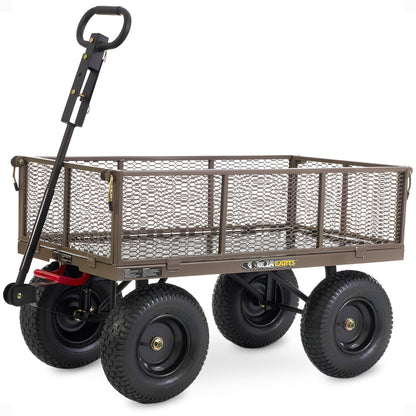 Gorilla Carts Steel Dump Cart Garden Beach Wagon, 1,200 Pound Capacity, Gray