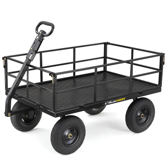 Gorilla Carts Steel Utility Cart, 9 Cubic Feet Garden Wagon with Removable Sides
