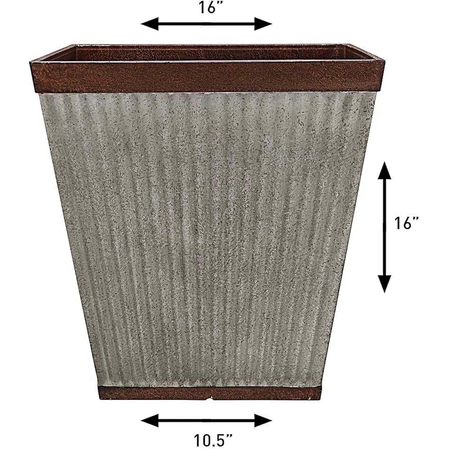 Southern Patio HDR-046851 16 Inch Square Rustic Resin Outdoor Box Flower Planter