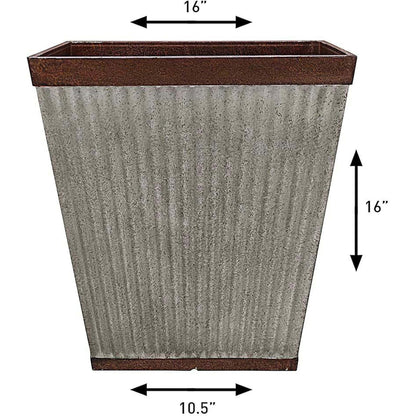Southern Patio HDR-046851 16 Inch Square Rustic Resin Outdoor Box Flower Planter