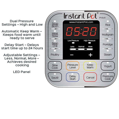 Instant Pot Duo 6-Quart 7-in-1 Electric Pressure Cooker, Slow Cooker, Rice Cooker, Steamer, Sauté, Yogurt Maker, Warmer & Sterilizer, Includes App With Over 800 Recipes, Stainless Steel