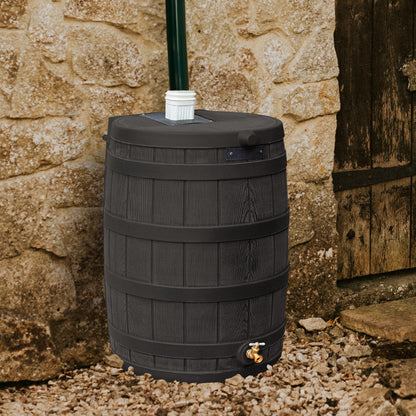 Good Ideas Rain Wizard 50 Gallon Plastic Rain Barrel Water Collector, Black