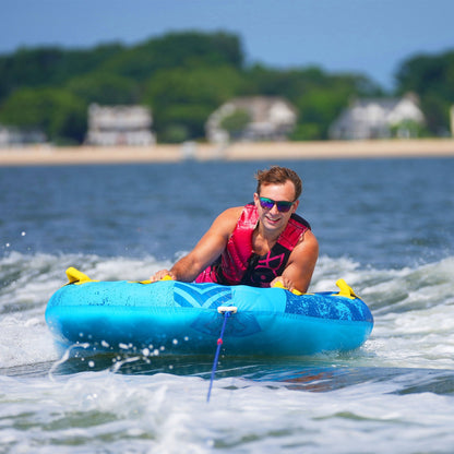 Solstice Surge Inflatable Towable 2-Person Water Sport Tube with 6 Handles
