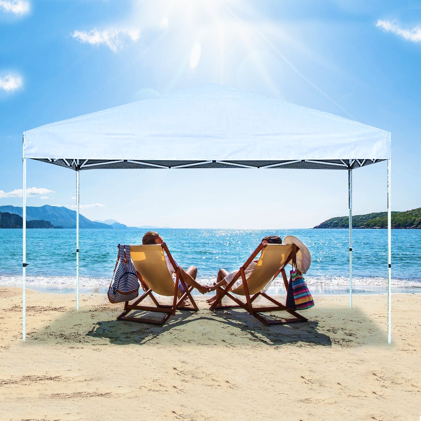 Caravan Canopy V Series 12 by 12 Foot Outdoor Shade Instant Canopy Kit, White