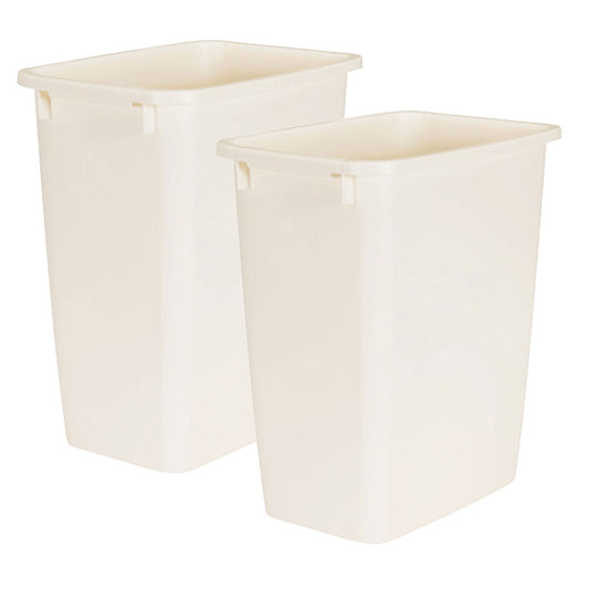 Rubbermaid 21 Quart Rectangular Kitchen Wastebasket Trash Can, Bisque (2 Pack)