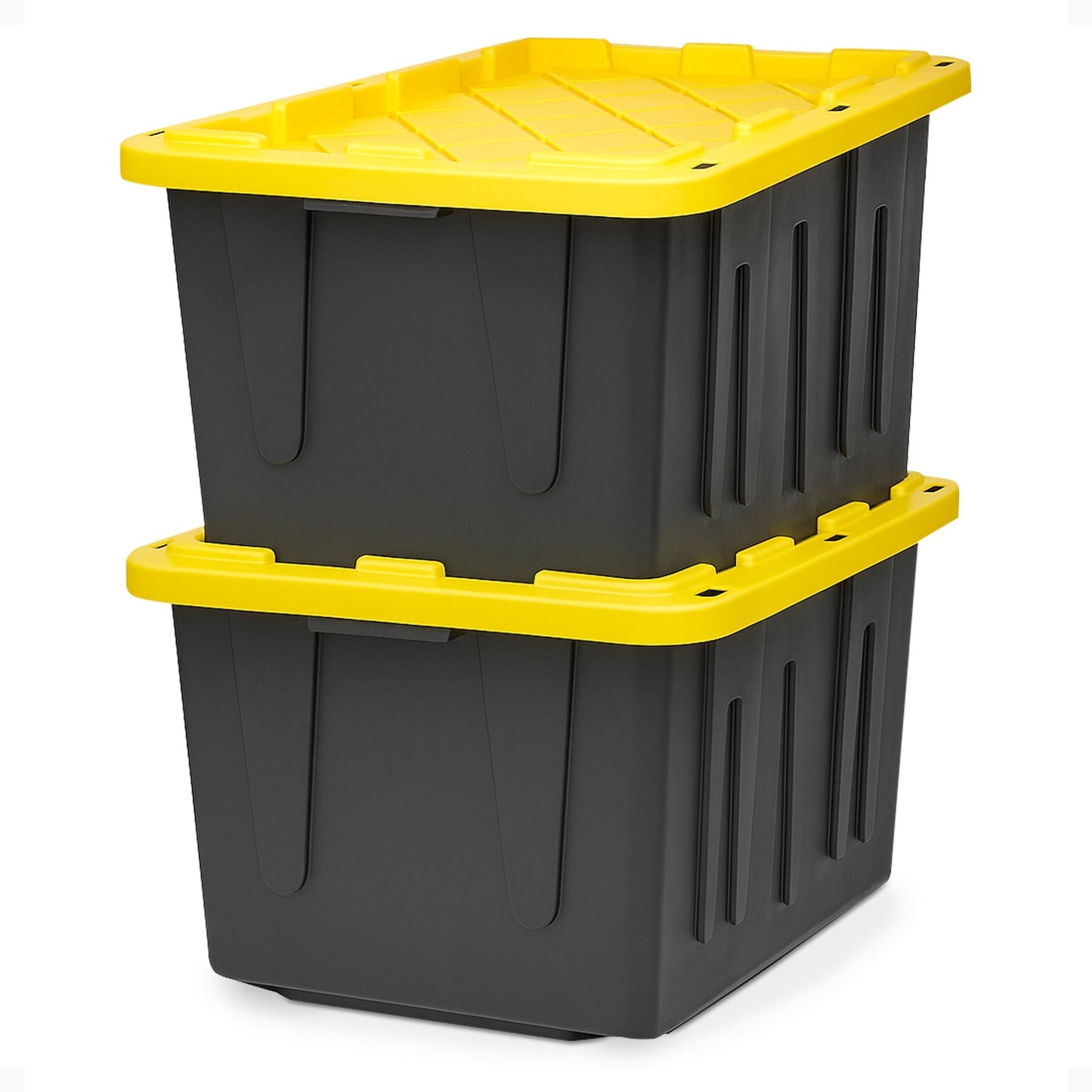Homz Durabit 27 Gallon Stackable Home Storage Container Lidded Tote Bins, 2 Pack