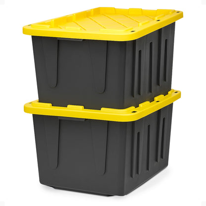 Homz Durabit 27 Gallon Stackable Home Storage Container Lidded Tote Bins, 2 Pack