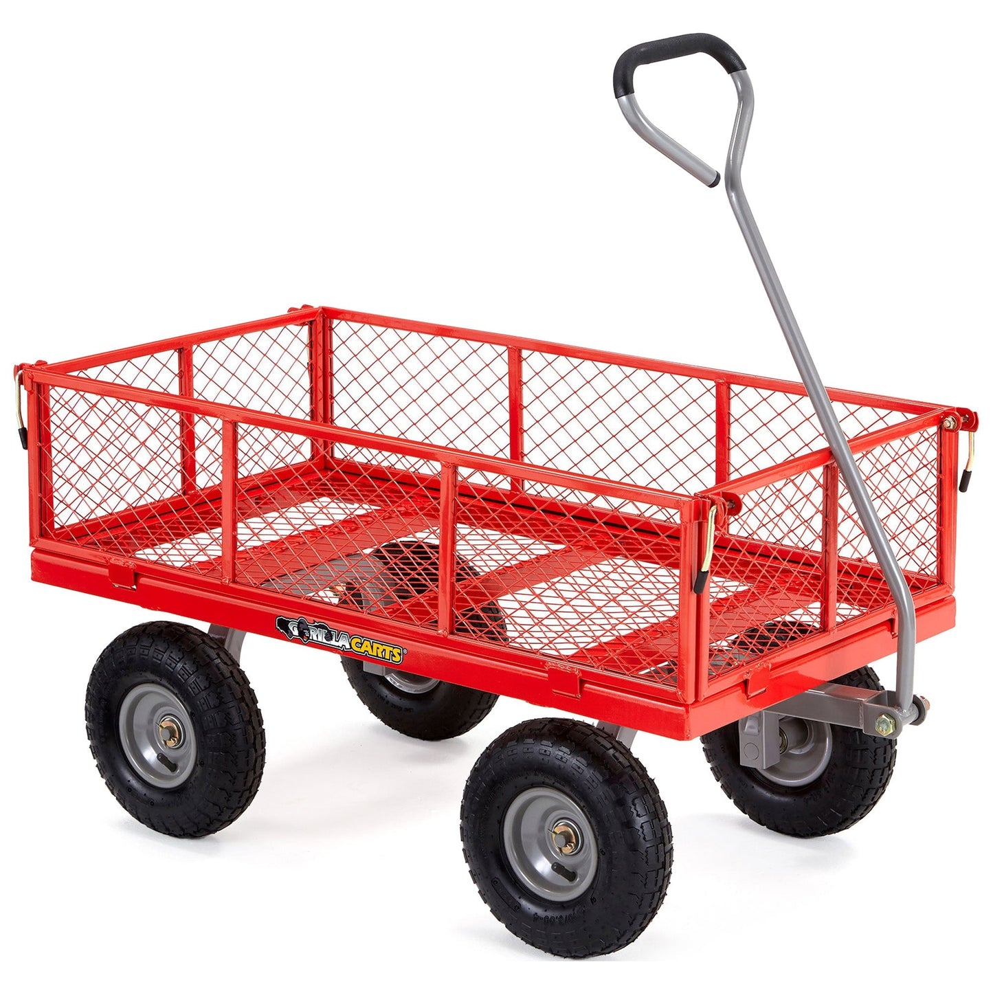 Gorilla Cart 800 Pound Capacity Heavy Duty Steel Mesh Utility Wagon Cart, Red