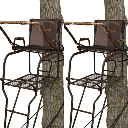 Big Game Hunter HD 1.5 Deer Hunting 18.5 Foot 1 Person Ladder Tree Stand, 2 Pack