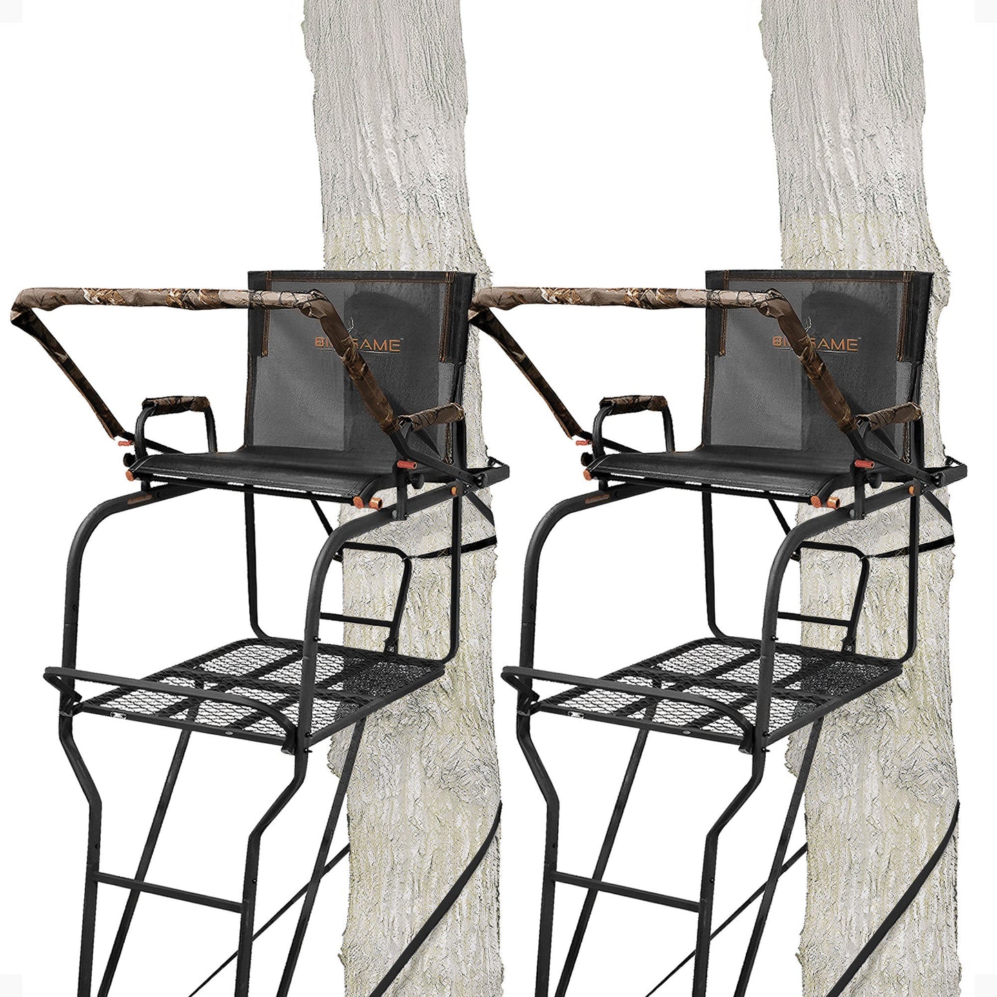 Big Game Hunter HD 1.5 Deer Hunting 18.5 Foot 1 Person Ladder Tree Stand, 2 Pack
